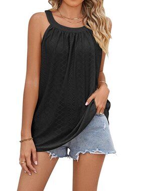Black Soft Eyelet Pattern Women's Tank Size